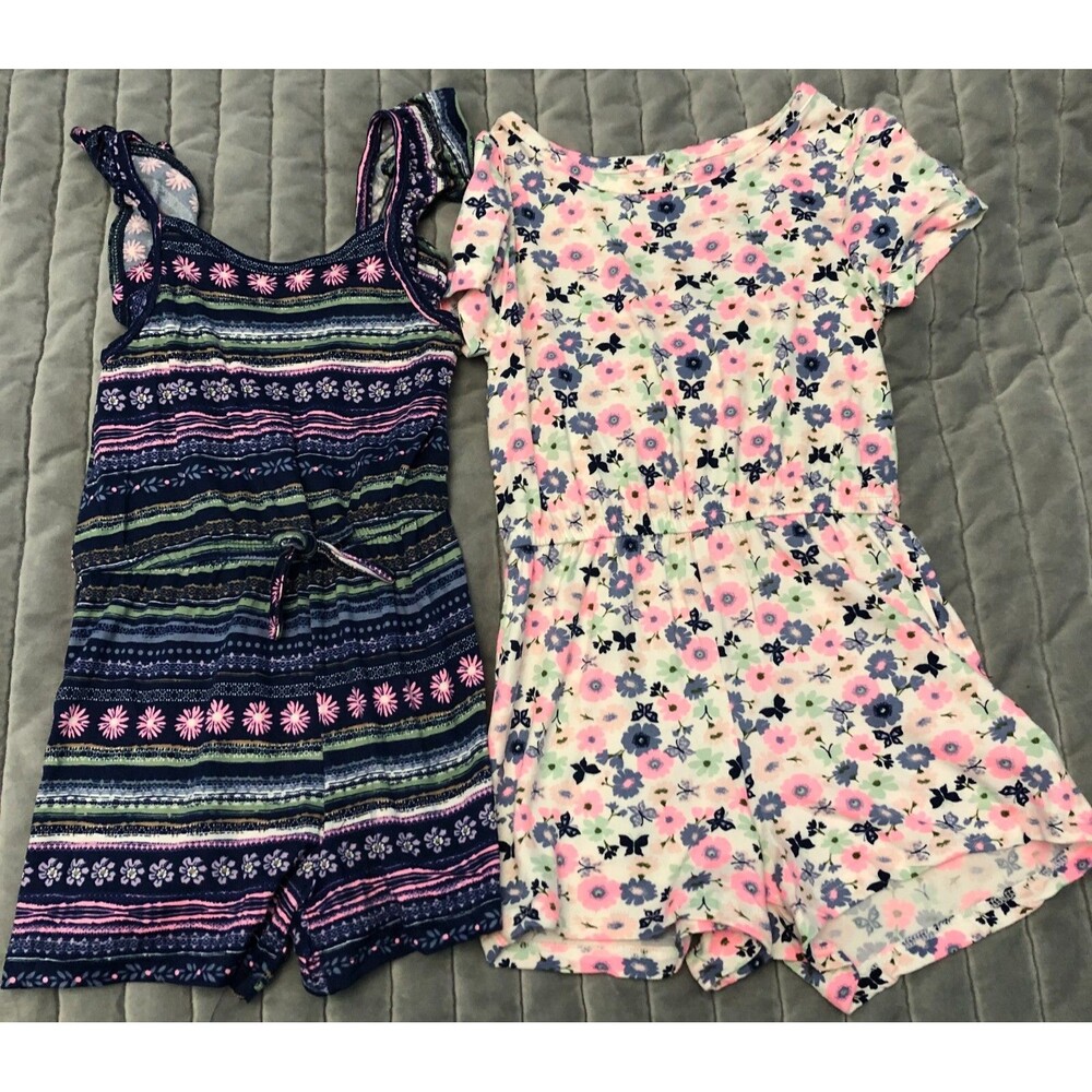 Girls Floral Rompers Set of 2 Size 5/6 NWT B2